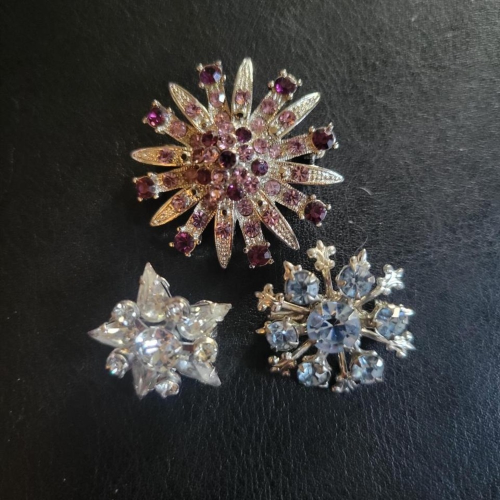 Vintage Rhinestone Brooch Set OS Multi Excellent - Picture 2 of 6